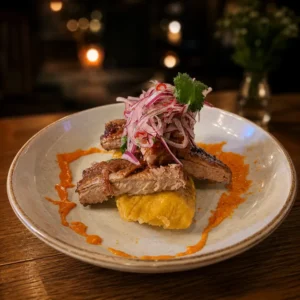 Tamal con chicharrón de costillar